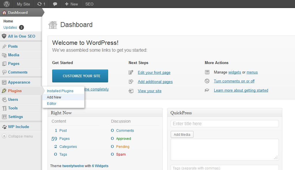 How to installation  WordPress include plugin